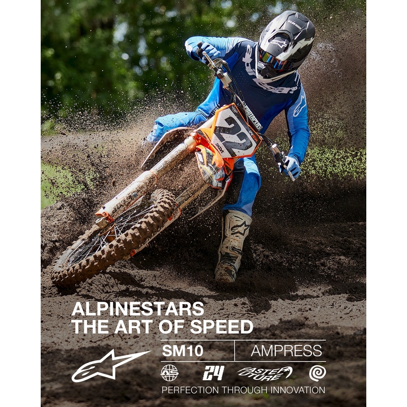 Alpinestars Supertech S-M10 Ampress motorcrosshelm mat zwart en wit