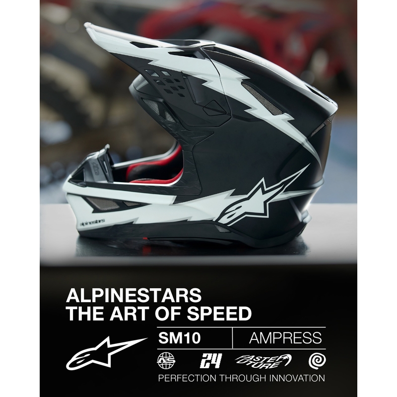 Alpinestars Supertech S-M10 Ampress motorcrosshelm mat zwart en wit