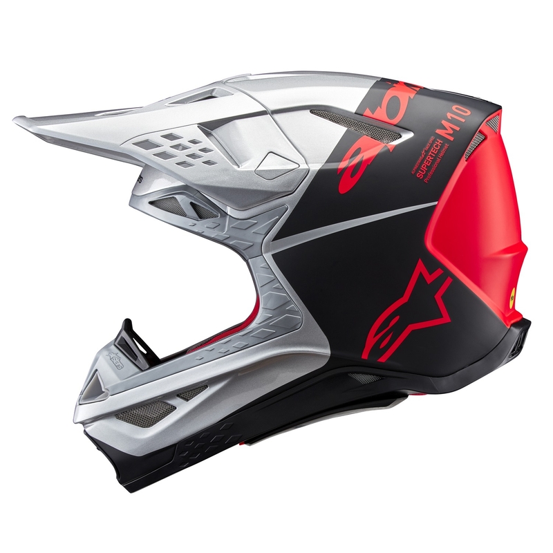 Alpinestars Supertech S-M10 Flood motorcrosshelm mat zilver-zwart-oranje fluo