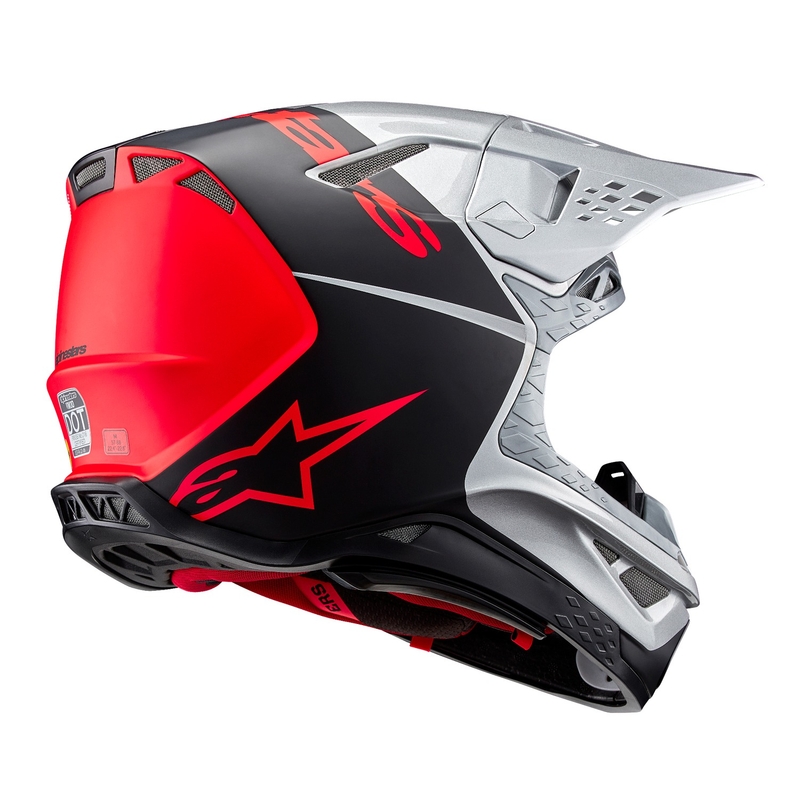 Alpinestars Supertech S-M10 Flood motorcrosshelm mat zilver-zwart-oranje fluo