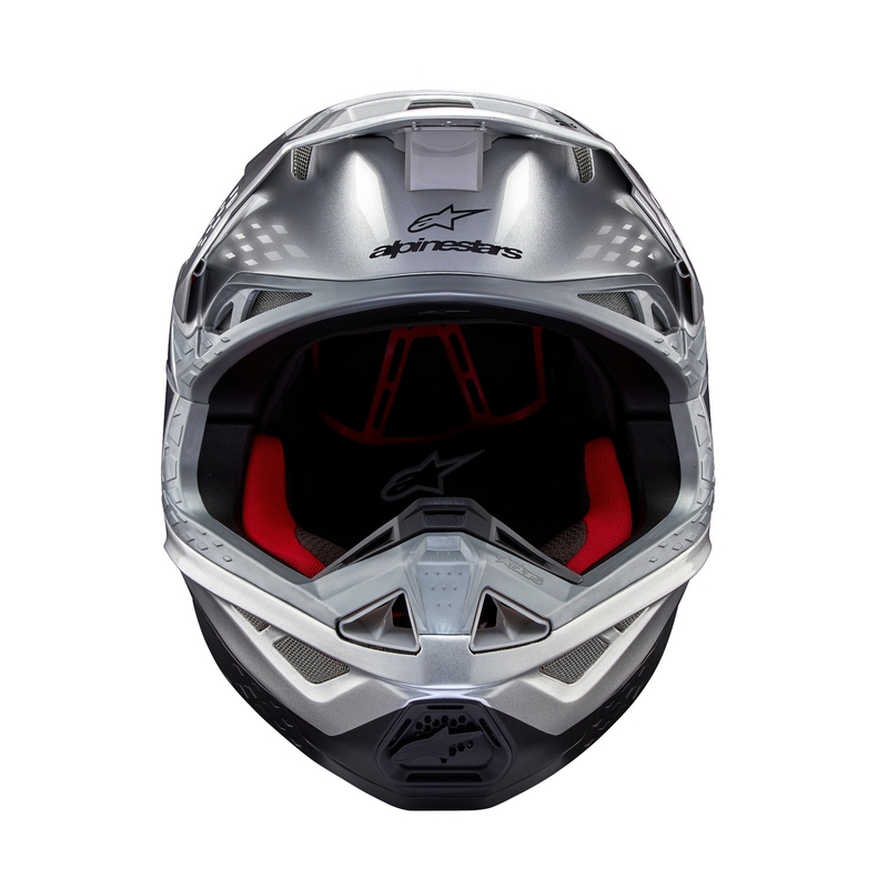 Alpinestars Supertech S-M10 Flood motorcrosshelm mat zilver-zwart-oranje fluo
