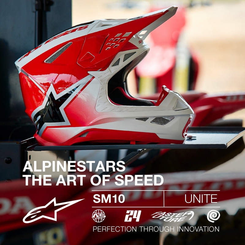 Alpinestars Supertech S-M10 Unite motorcrosshelm rood en wit