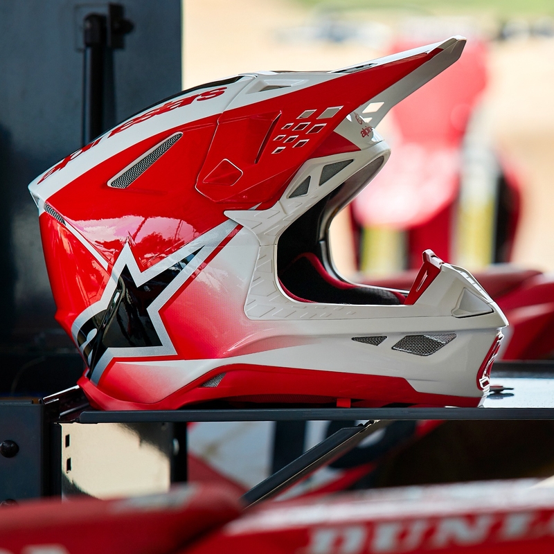 Alpinestars Supertech S-M10 Unite motorcrosshelm rood en wit