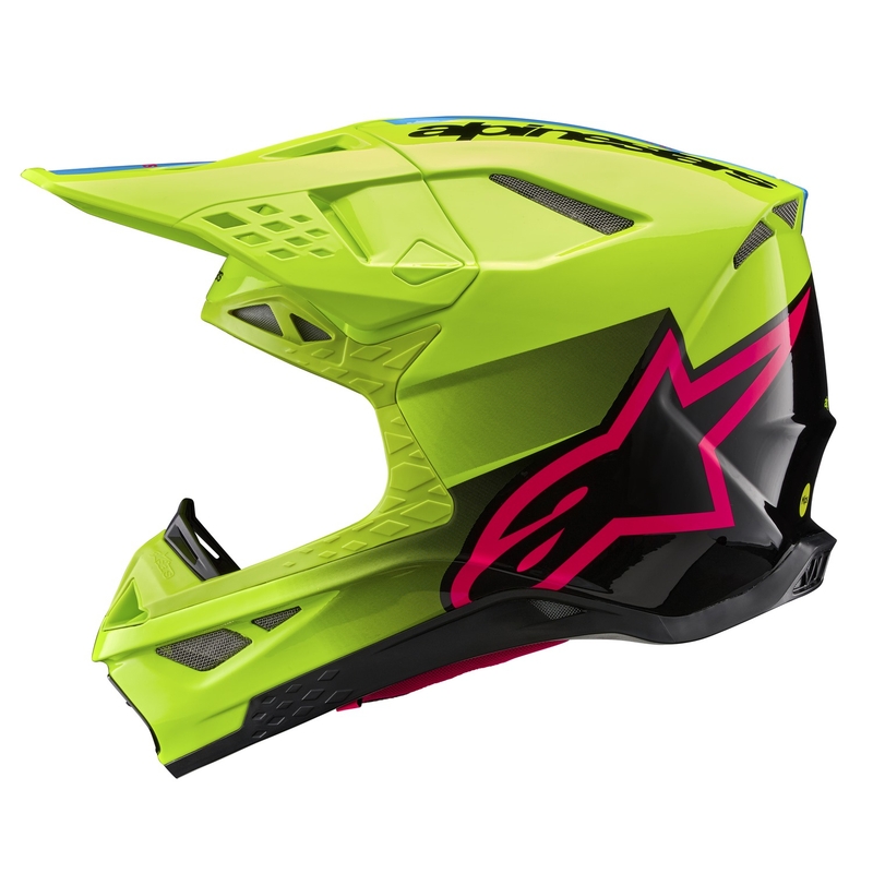 Alpinestars Supertech S-M10 Unite fluo geel-zwart-roze motorcrosshelm