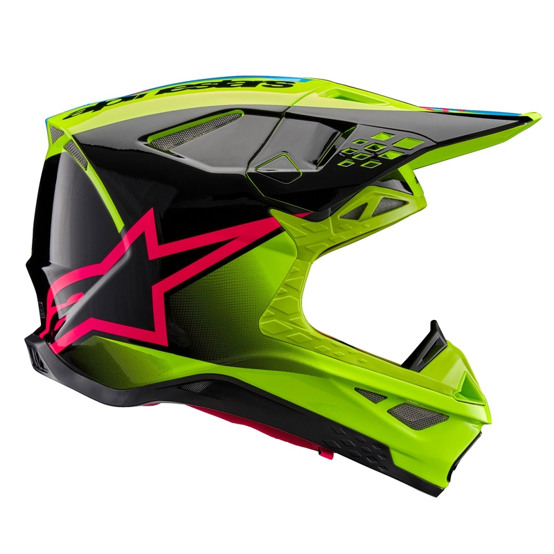 Alpinestars Supertech S-M10 Unite fluo geel-zwart-roze motorcrosshelm