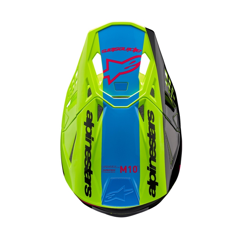 Alpinestars Supertech S-M10 Unite fluo geel-zwart-roze motorcrosshelm