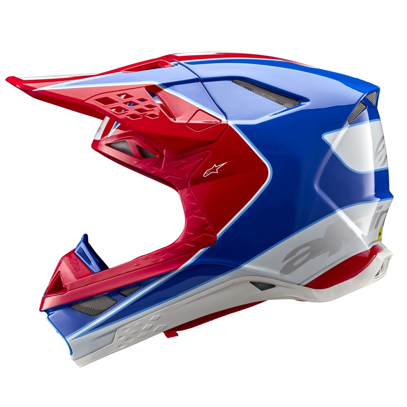 Alpinestars Supertech S-M10 Aeon fluo rood-blauwe motorcrosshelm