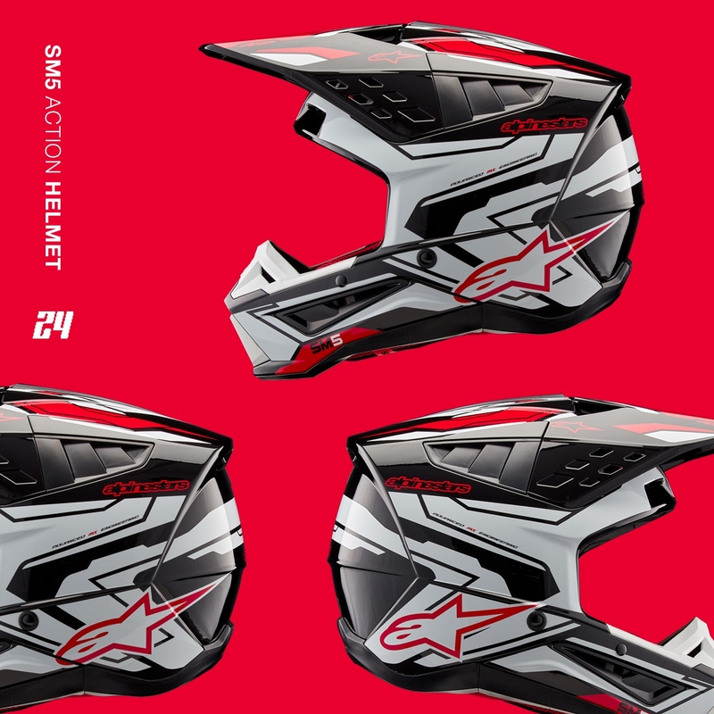 Alpinestars S-M5 Action 2 zwart-wit-rood motorcrosshelm