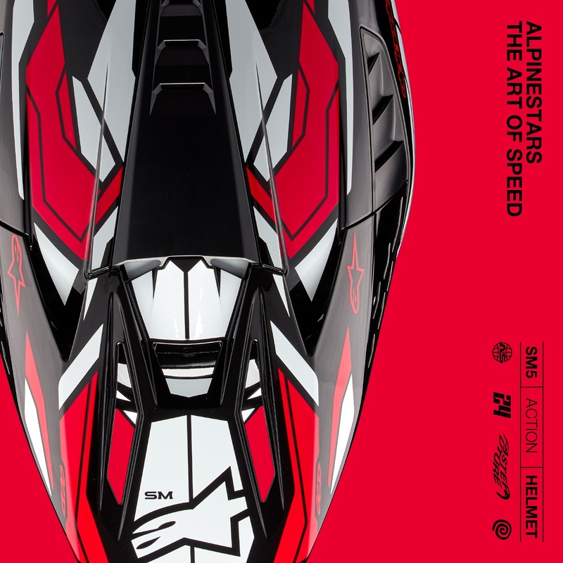 Alpinestars S-M5 Action 2 zwart-wit-rood motorcrosshelm