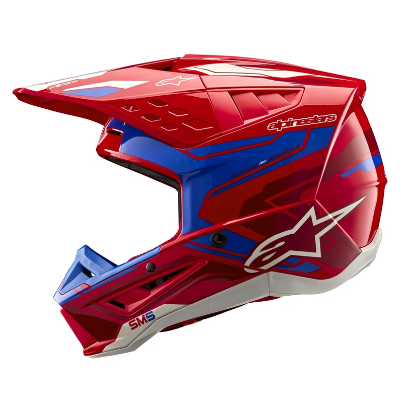 Alpinestars S-M5 Action 2 fluor rood-blauwe motorcrosshelm