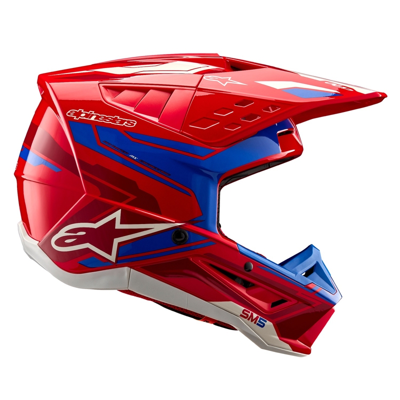 Alpinestars S-M5 Action 2 fluor rood-blauwe motorcrosshelm