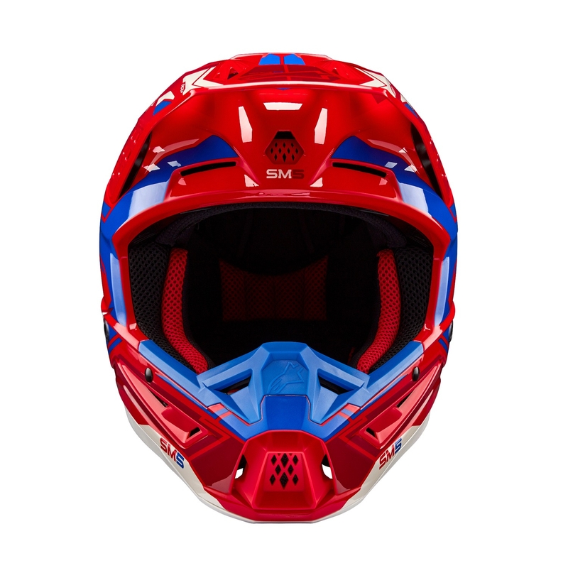 Alpinestars S-M5 Action 2 fluor rood-blauwe motorcrosshelm