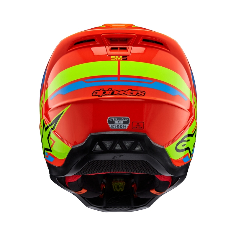 Alpinestars S-M5 Action 2 fluor oranje-lichtblauw-fluo geel motorcrosshelm