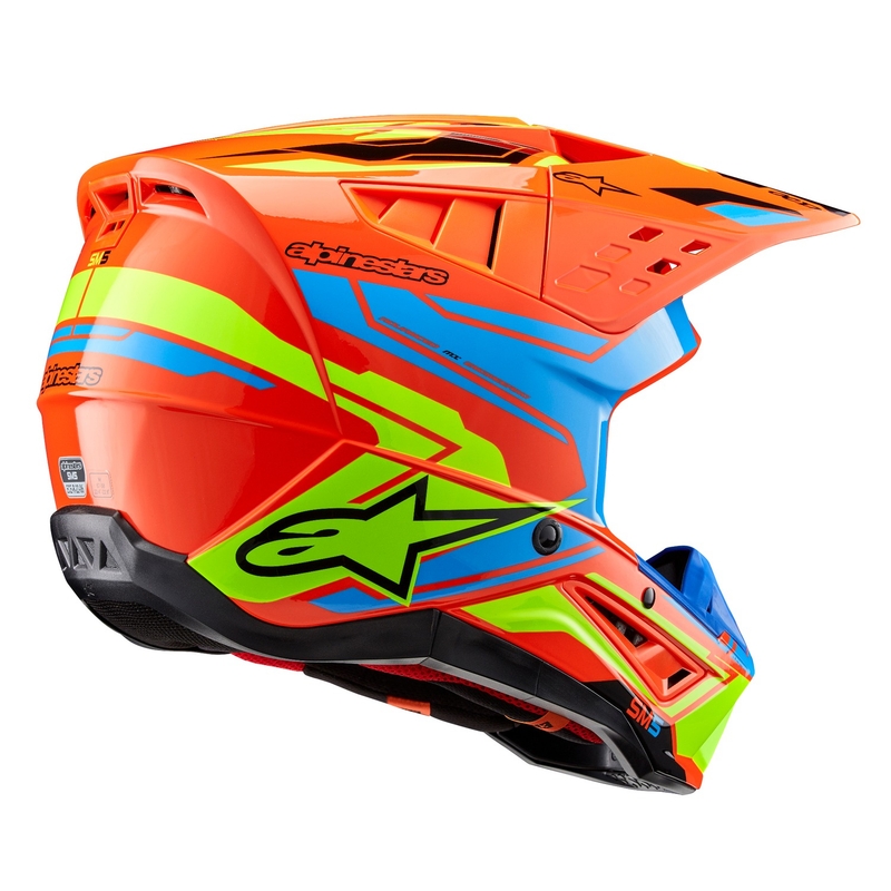Alpinestars S-M5 Action 2 fluor oranje-lichtblauw-fluo geel motorcrosshelm