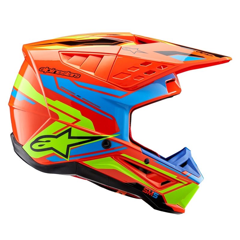 Alpinestars S-M5 Action 2 fluor oranje-lichtblauw-fluo geel motorcrosshelm