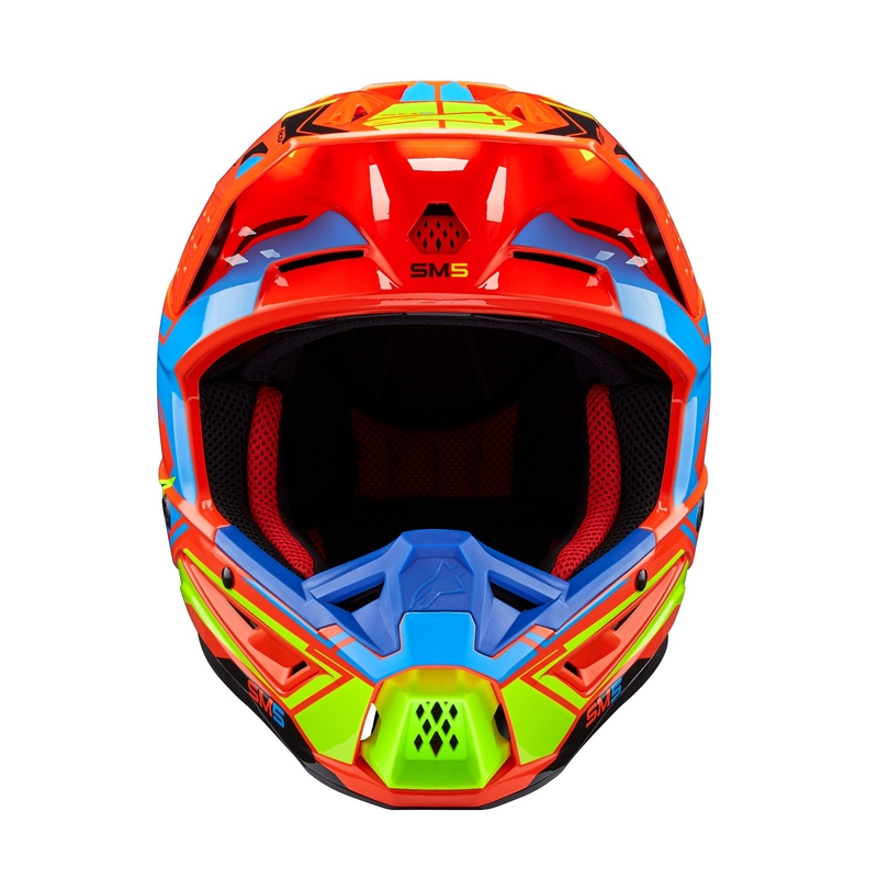 Alpinestars S-M5 Action 2 fluor oranje-lichtblauw-fluo geel motorcrosshelm