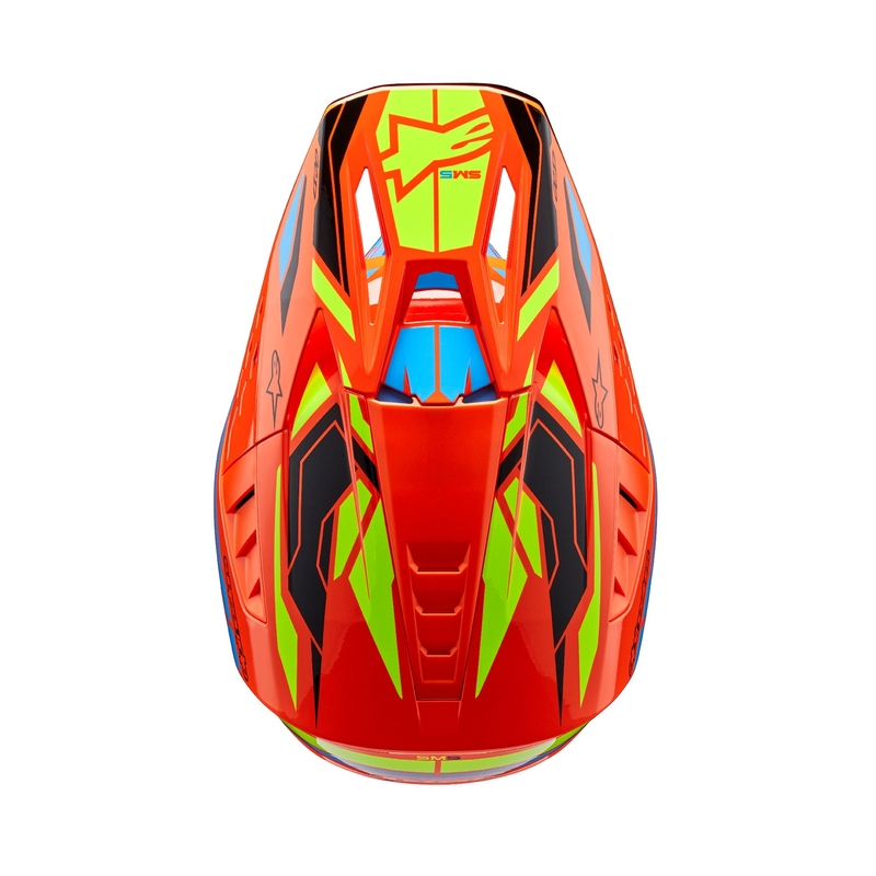 Alpinestars S-M5 Action 2 fluor oranje-lichtblauw-fluo geel motorcrosshelm