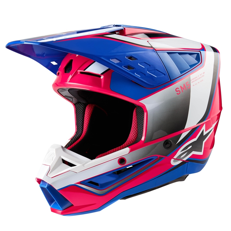 Alpinestars S-M5 Sail Motorcrosshelm wit-roze-blauw