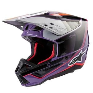 Alpinestars S-M5 Sail motorcrosshelm paars-zwart-zilver