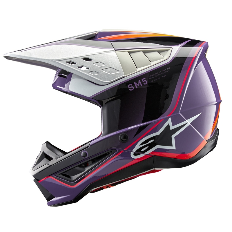 Alpinestars S-M5 Sail motorcrosshelm paars-zwart-zilver