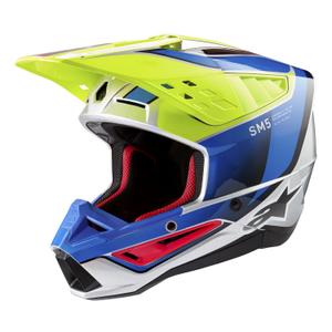 Alpinestars S-M5 Sail fluo geel-blauw-zilver motorcrosshelm