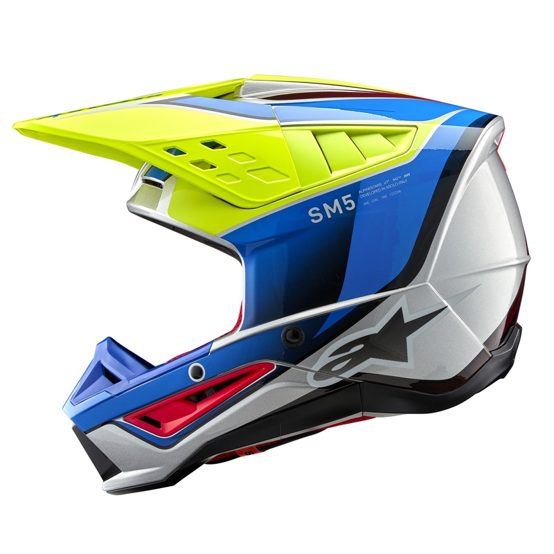 Alpinestars S-M5 Sail fluo geel-blauw-zilver motorcrosshelm
