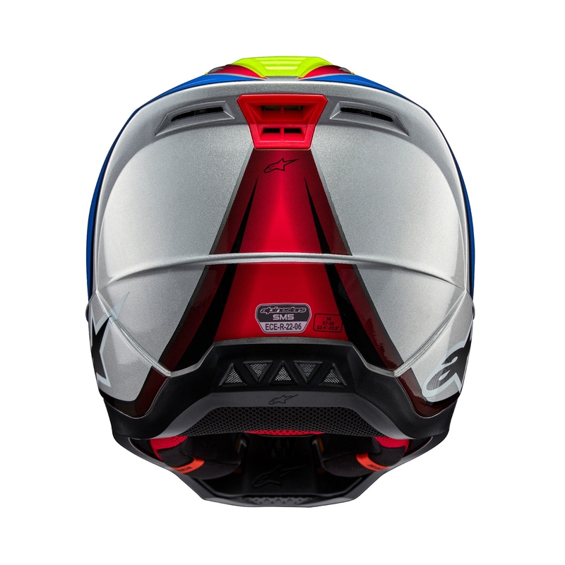 Alpinestars S-M5 Sail fluo geel-blauw-zilver motorcrosshelm