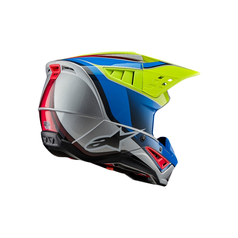 Alpinestars S-M5 Sail fluo geel-blauw-zilver motorcrosshelm