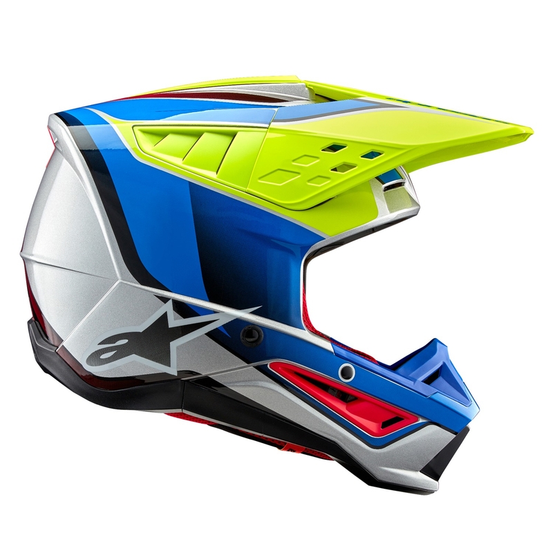 Alpinestars S-M5 Sail fluo geel-blauw-zilver motorcrosshelm