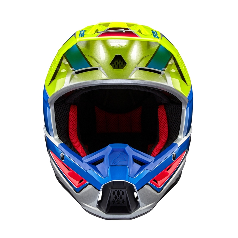 Alpinestars S-M5 Sail fluo geel-blauw-zilver motorcrosshelm