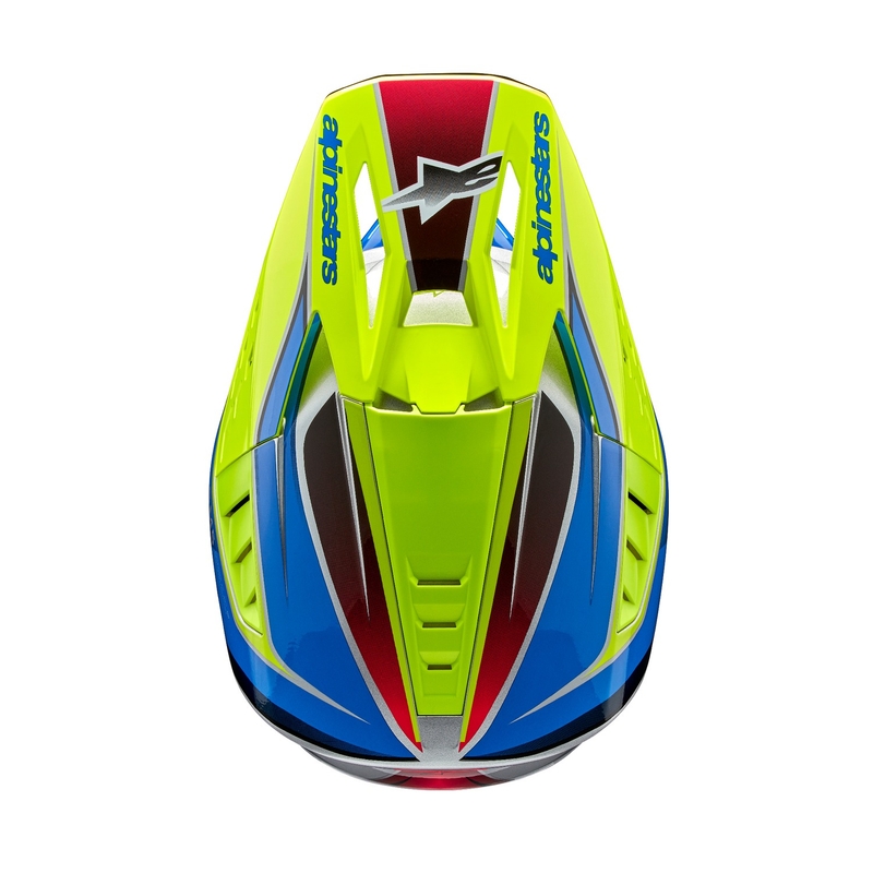 Alpinestars S-M5 Sail fluo geel-blauw-zilver motorcrosshelm