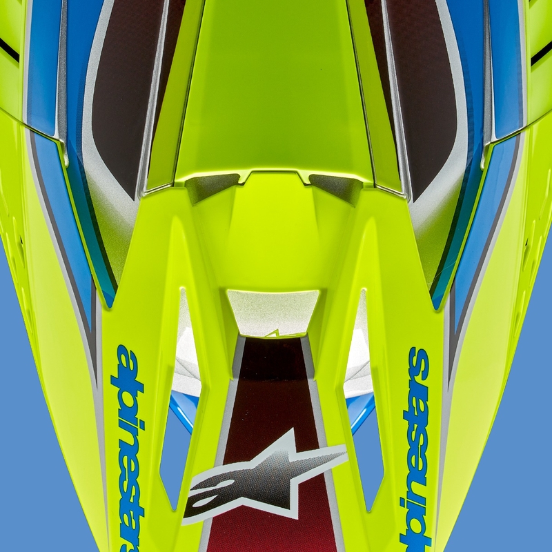 Alpinestars S-M5 Sail fluo geel-blauw-zilver motorcrosshelm