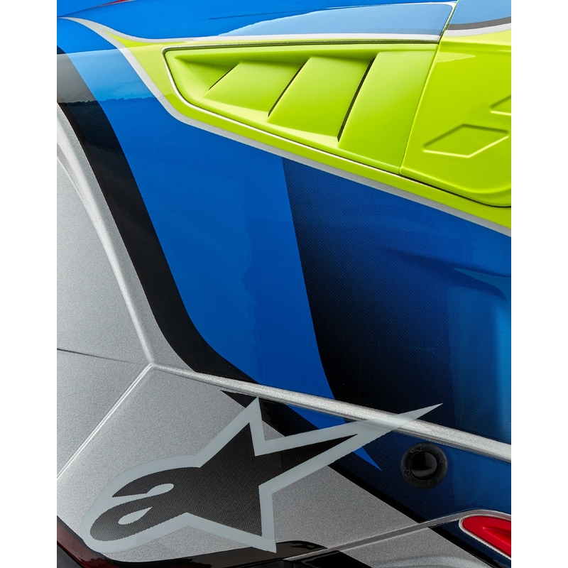 Alpinestars S-M5 Sail fluo geel-blauw-zilver motorcrosshelm