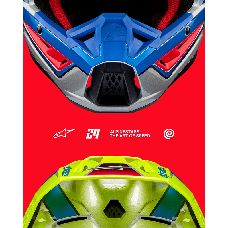 Alpinestars S-M5 Sail fluo geel-blauw-zilver motorcrosshelm