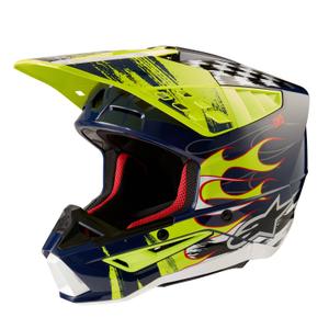 Alpinestars S-M5 Rash motorcrosshelm blauw-fluo geel
