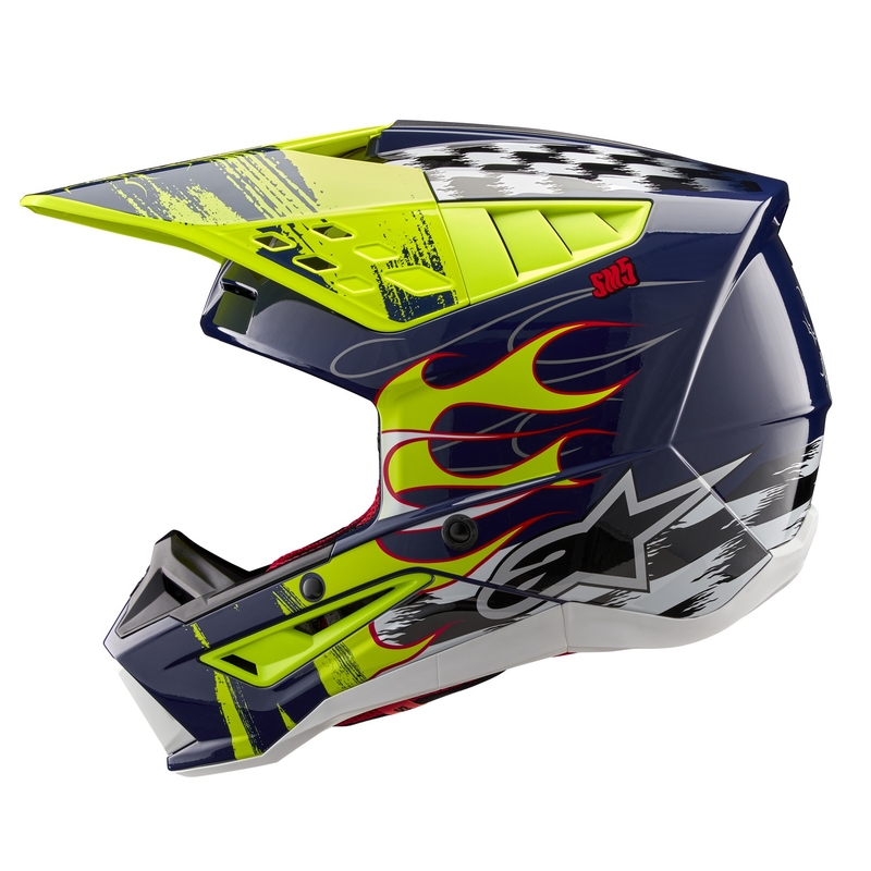 Alpinestars S-M5 Rash motorcrosshelm blauw-fluo geel