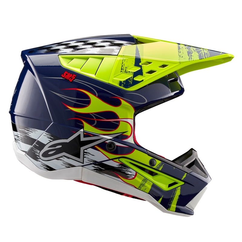 Alpinestars S-M5 Rash motorcrosshelm blauw-fluo geel