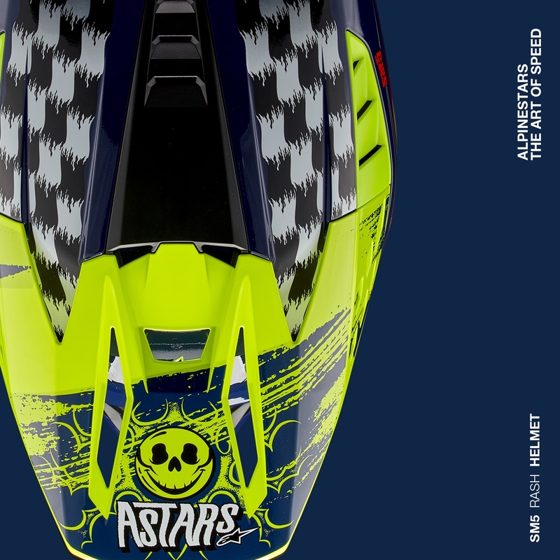Alpinestars S-M5 Rash motorcrosshelm blauw-fluo geel