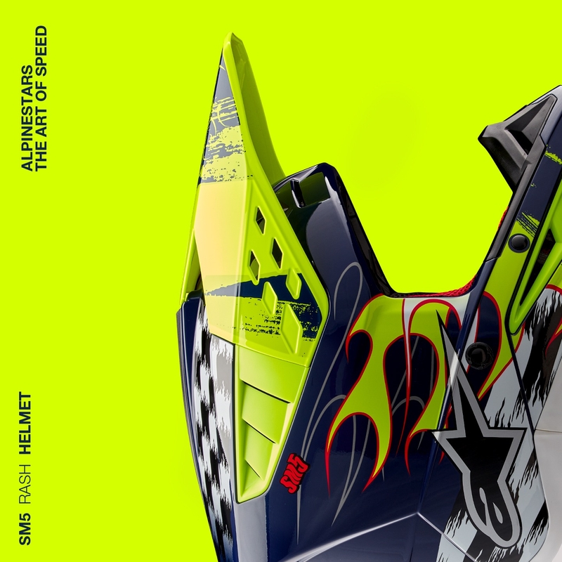 Alpinestars S-M5 Rash motorcrosshelm blauw-fluo geel