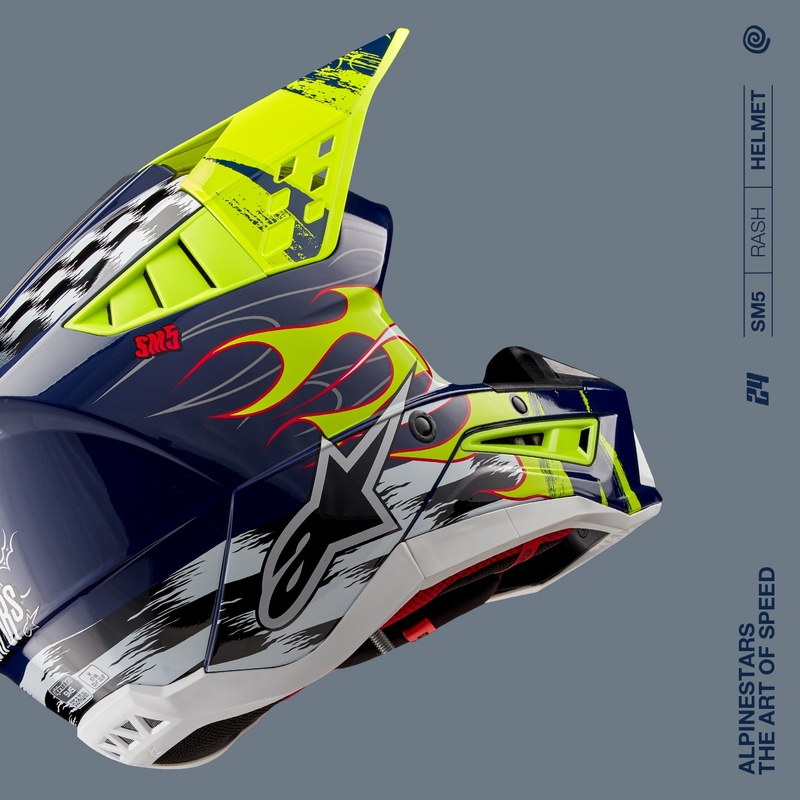 Alpinestars S-M5 Rash motorcrosshelm blauw-fluo geel