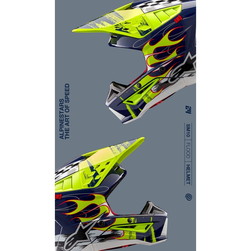 Alpinestars S-M5 Rash motorcrosshelm blauw-fluo geel