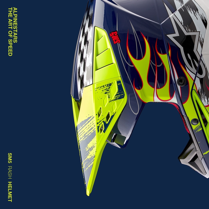 Alpinestars S-M5 Rash motorcrosshelm blauw-fluo geel