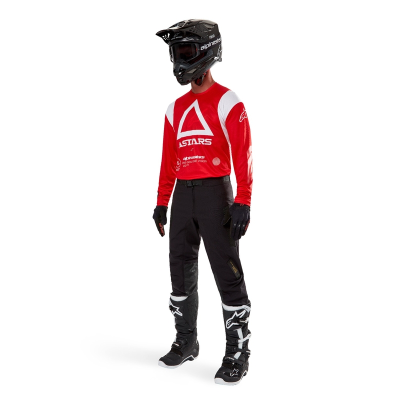 Alpinestars Techdura fluor rood motorcross shirt
