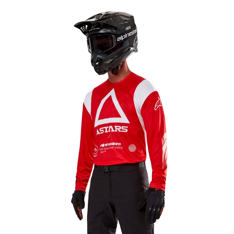 Alpinestars Techdura fluor rood motorcross shirt