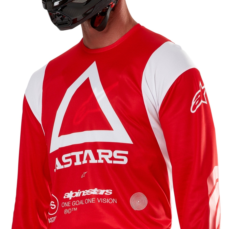 Alpinestars Techdura fluor rood motorcross shirt