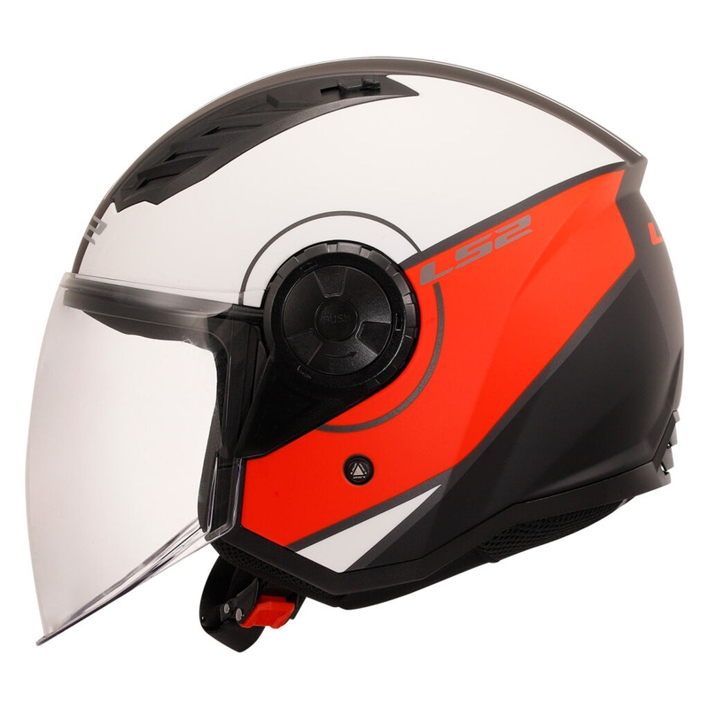 Open motorhelm LS2 OF616 Airflow II Cover mat wit en rood