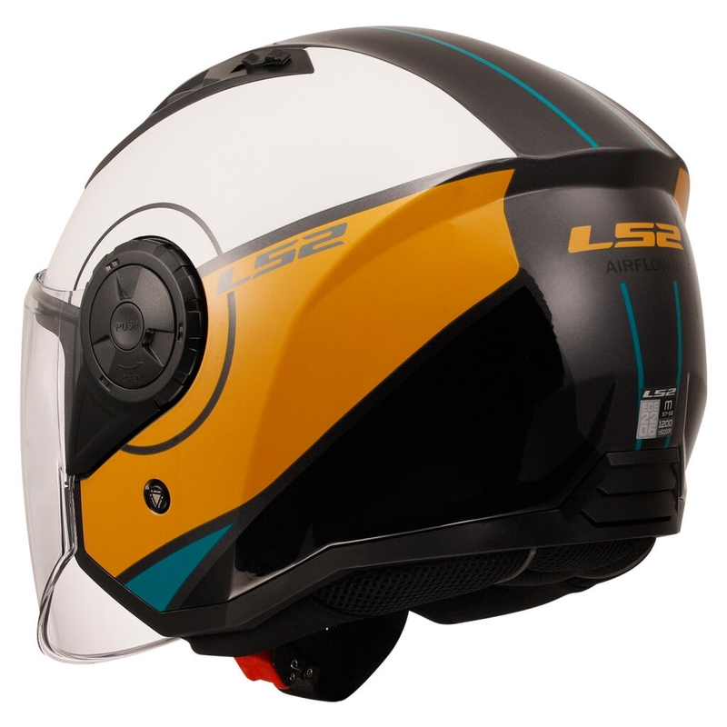 Open Motorhelm LS2 OF616 Airflow II Cover Glanzend Wit-Bruin