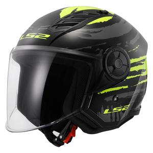 Open Motorhelm LS2 OF616 Airflow II Brush zwart-fluo geel