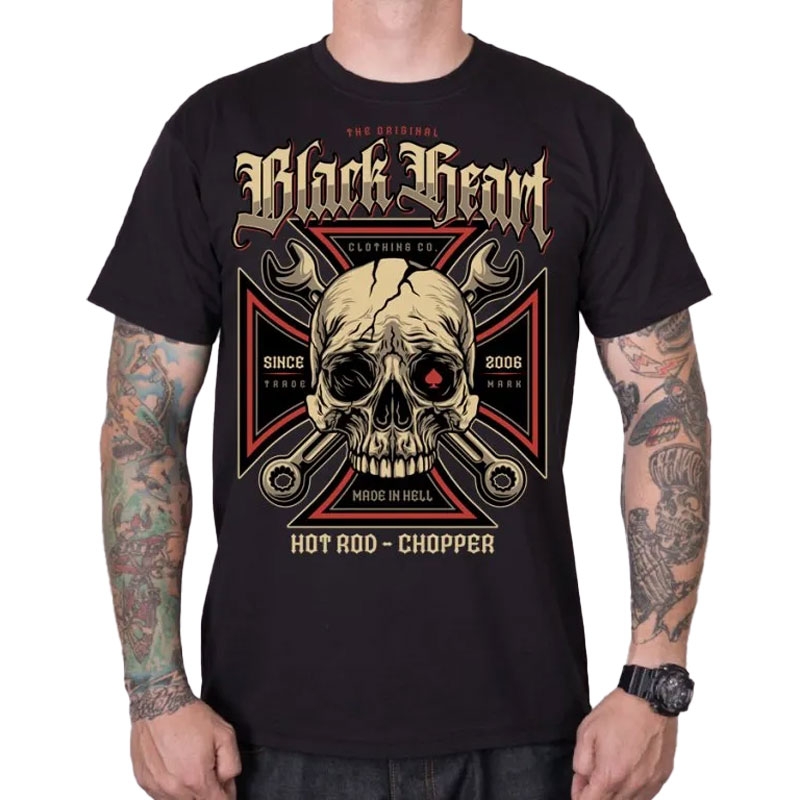 T-shirt Zwart hart moersleutel hoofd zwart