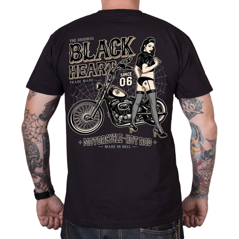 T-shirt Black Heart Chopper Pussy zwart